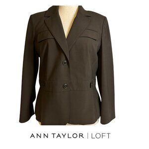 Ann Taylor Loft 2 button Suit Jacket/Blazer Women's Size 14 in Brown